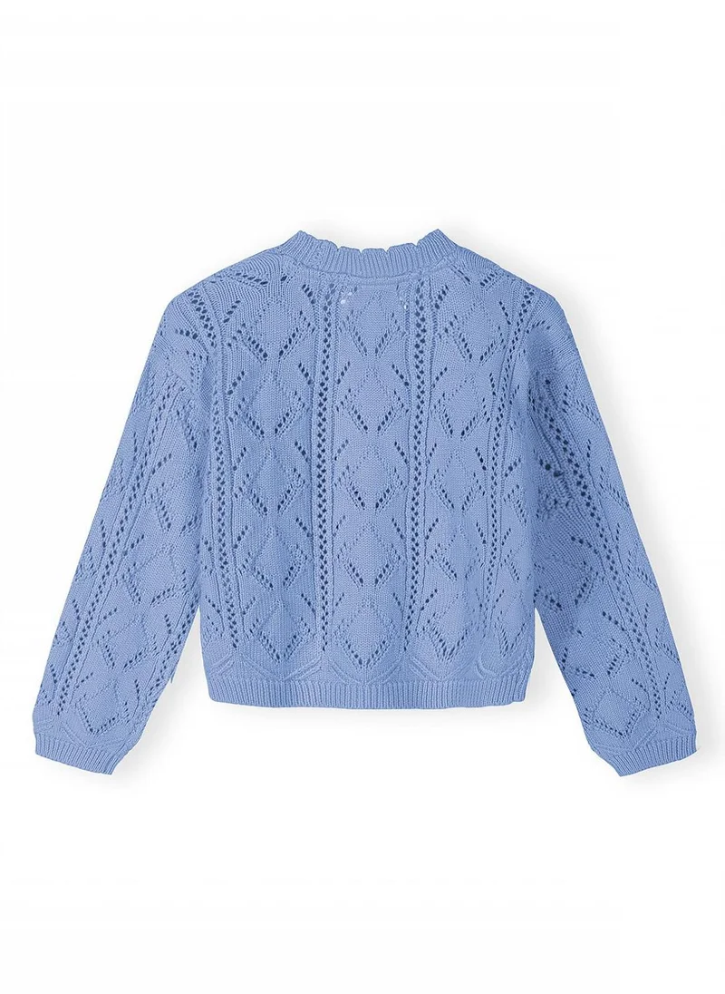 MINOTI Girls cotton button cardigan light blue 3 months to 7 years